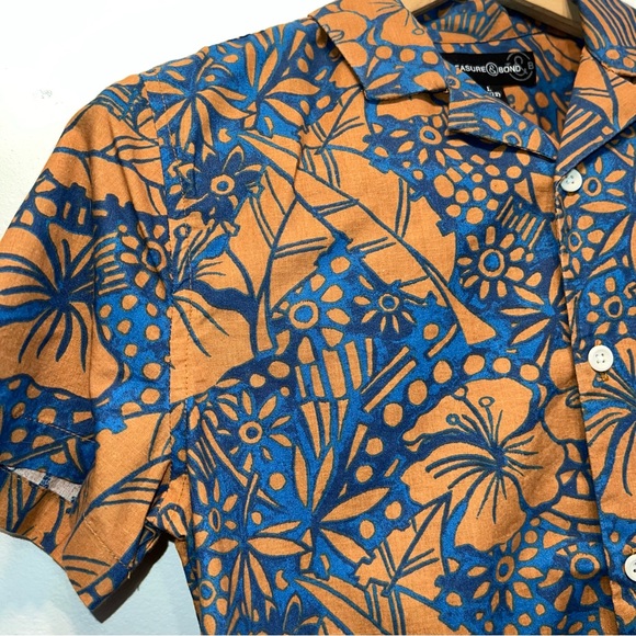 NWT TREASURE & BOND Kids' Hawaiian Short Sleeve Button Up Brown/Tan Size L 10-12 - Picture 4 of 8